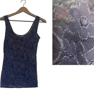 Talula deep violet, lace semi sheer tank  top